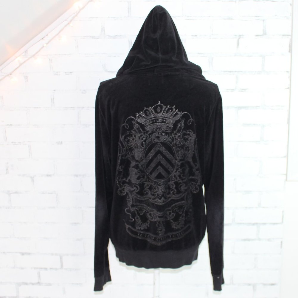Juicy Couture Black Velour Zip Up Hoodie